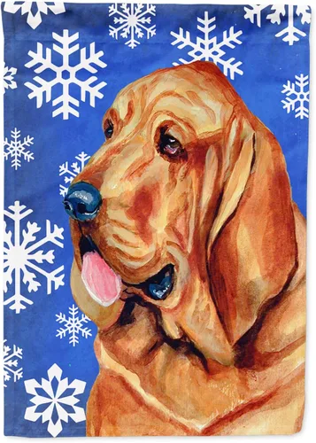 Miniatura 30 de Caroline's Treasures SC9374GF Bulldog English Snow flakes Holiday Garden Flag Buzón Bandera decorativa para patio exterior, patio, obras de arte