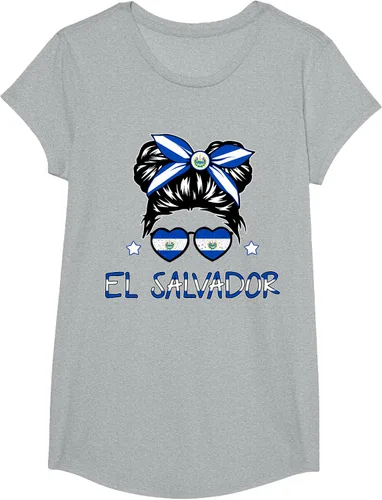 Miniatura 60 de Camiseta de El Salvador para Niñas Bandera Patrimonio Hispano Salvadoreño