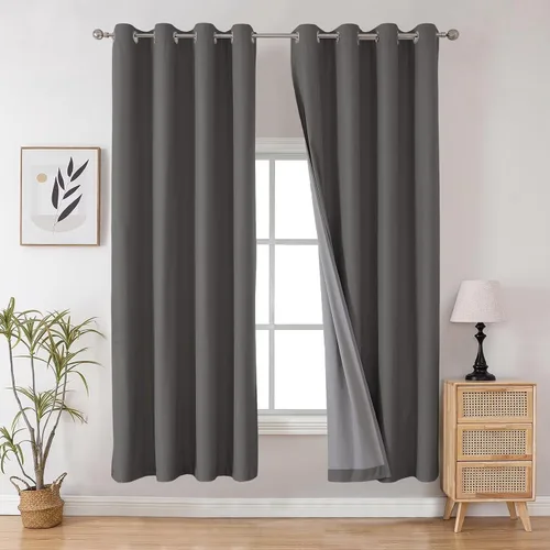 Miniatura 33 de Joydeco - Juego de 2 paneles de cortinas opacas de 63 pulgadas, 2 cortinas largas con aislamiento térmico burg, cortinas de oscurecimiento