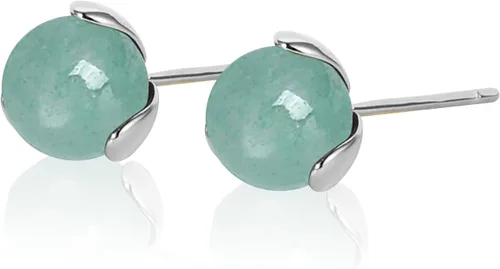 Miniatura 45 de Jade Earrings Studs,Green Jade Earrings for Women,925 Sterling Silver Earrings Studs for Sensitive Ears,Handmade Jade Earrings for Birthday