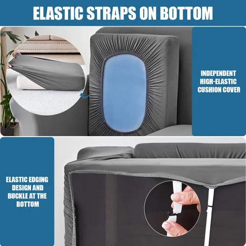 Miniatura 4 de JQinHome Funda elástica para sofá de 2 piezas Fundas para sofá, funda para sillón con funda de cojín separada para silla, protector de muebles