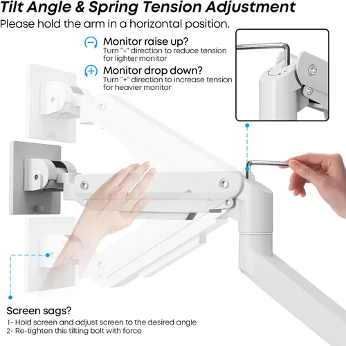 Miniatura 4 de Brazo de monitor de alta resistencia para pantallas de 17 a 49 pulgadas de hasta 44 libras, soporte de escritorio de abrazadera única ultraancho