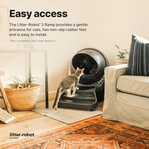Miniatura 2 de Litter-Robot 3 rampa por Whisker, color gris, rampa para gatos para bandeja de arena, ajuste personalizado para Litter-Robot 3, reduce