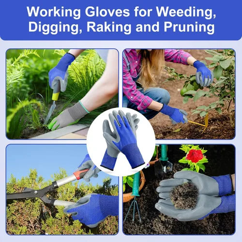 Miniatura 7 de Jexine 50 pares de guantes de trabajo de jardinería a granel para hombres y mujeres, guantes de trabajo al aire libre con revestimiento de goma