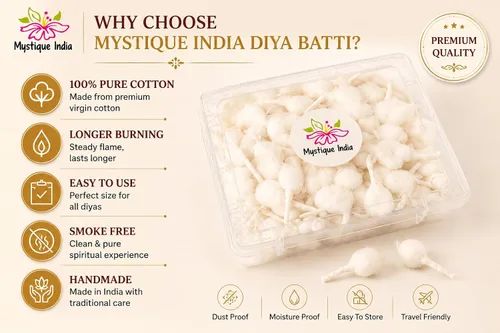 Miniatura 7 de Mechas redondas de algodón Diya Batti Puja Religioso Jyot Akhand Lámpara de aceite Diwali Iluminación 500 Pc (redonda)