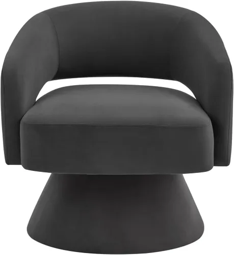 Miniatura 3 de 24KF Moderno sillón giratorio de 360 grados, cómoda silla de barril de terciopelo para sala de estar y dormitorio, silla redonda giratoria