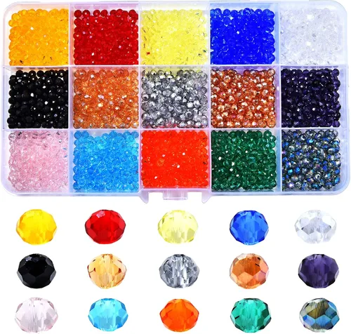 Briolette de 0.157 in, 1800 cuentas de cristal facetadas en forma de Rondelle, cuentas espaciadoras de cristal AB coloridas para pulseras, collares,