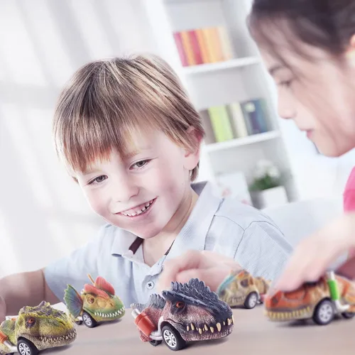 Miniatura 8 de DINOBROS Juguetes de dinosaurio para niños de 3 a 5 años, autos de dinosaurio para niños de 3, 4, 5, 6, 7 años, paquete de 6 juguetes de dinosaurio