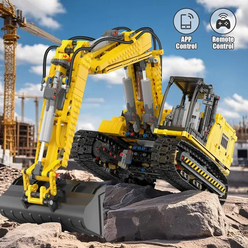 Miniatura 2 de Mould King - Juegos de construcción de excavadora RC, 13112 Kits de modelo de ingeniería con control remoto APP, conjuntos de vehículos
