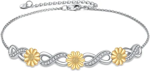 YAFEINI TurtleButterflySunflowerLotus Bracelet Sterling Silver Animal Adjustable Bracelet Jewelry Gifts for Women Girls