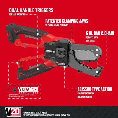 Miniatura 3 de CRAFTSMAN V20 - Lopper inalámbrico, 6 pulgadas, solo herramienta desnuda (CMCCSL621B)