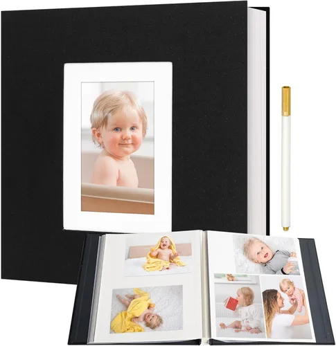 Miniatura 20 de Vienrose Álbum de fotos autoadhesivo para fotos de 2 x 3, 4 x 6, 5 x 7, 8 x 10 pulgadas, 40 páginas en blanco, cubierta de lino, libro de recuerdos