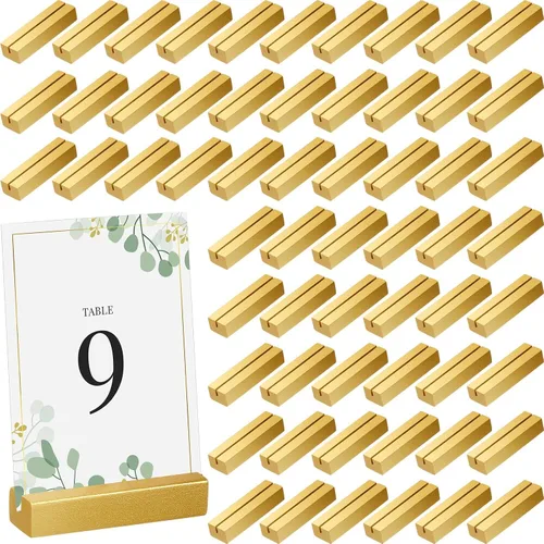 Miniatura 8 de Chunful 24 soportes dorados para números de mesa de madera, soporte para tarjetas de mesa de boda, soporte de nombre, exhibición de fotos, menú