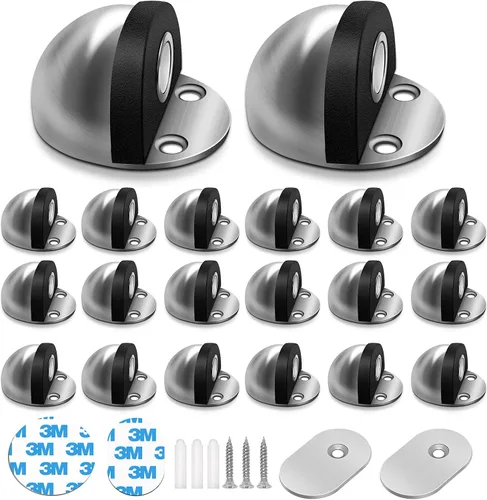 Miniatura 22 de HUTLON Topes de puerta, paquete de 2, tope magnético de puerta, autoadhesivo, negro para montaje en suelo, soporte magnético para puerta