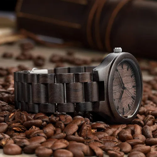 Miniatura 3 de Relojes de madera grabados para hombre hechos a mano para hombre relojes de madera para marido novio papá hijo regalos