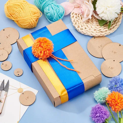 Miniatura 4 de BENECREAT 20 piezas de 10 tamaños para hacer pompones de madera, herramienta para hacer pompones, bola redonda plana, juego de herramientas