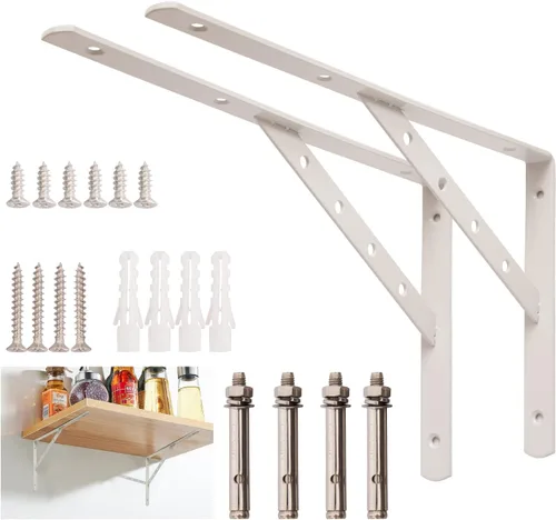 Miniatura 12 de Soportes sólidos para estantes de 8 pulgadas, soportes en L resistentes, soporte de ángulo de acero inoxidable, carga máxima de 440 libras, paquete