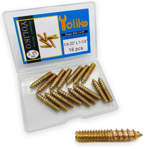 Paquete de 16 pernos de suspensión de 1/4-20 x 1-1/4 pulgadas con doble cabeza y clavija de madera, para tornillos de muebles y varillas roscadas,
