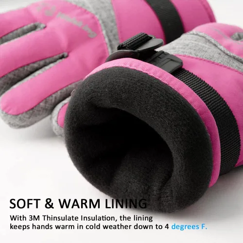 Miniatura 3 de Walsking Guantes de invierno para niños, resistentes al agua, para esquí, clima frío, aislados, para snowboard, para niños, niñas y jóvenes