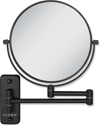 Zadro Espejo de maquillaje para montar en la pared con aumento, espejo plegable de brazo extensible, espejo de tocador para ducha de pared, espejo