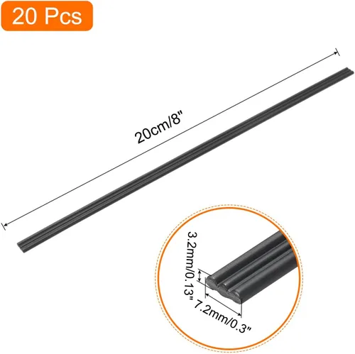 Miniatura 2 de MECCANIXITY 20pcs 8 pulgadas Varillas de soldadura de plástico PP tiras de soldadura para soldador de plástico negro