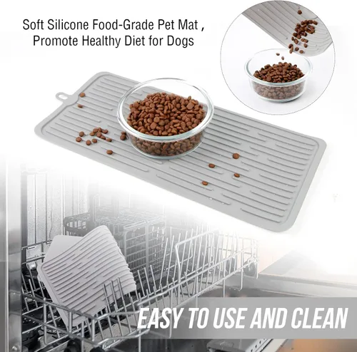 Miniatura 4 de Mantel individual para mascotas para perros y gatos, tapete para evitar el desbordamiento de alimentos y agua, tapete portátil y plegable, adecuado
