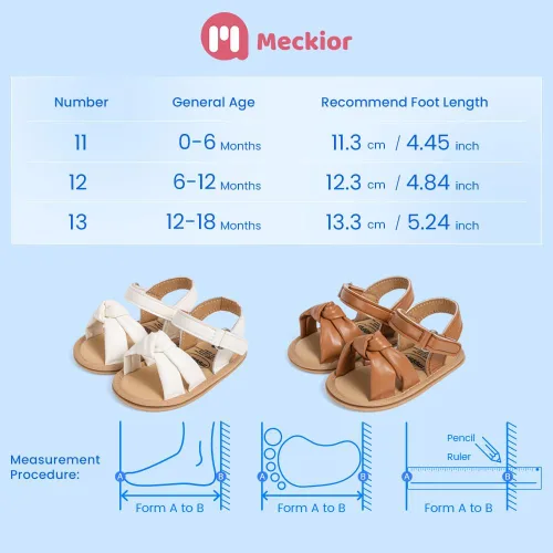 Miniatura 12 de Meckior Sandalias de verano con punta abierta y suave de piel sintética para bebés y niñas pequeñas