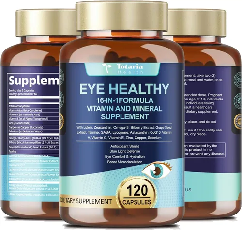 Miniatura 10 de AREDS 2 Vitaminas para los ojos y extracto mineral de arándano Omega-3, vitamina ocular para personas mayores, salud macular y ojo seco, vitaminas