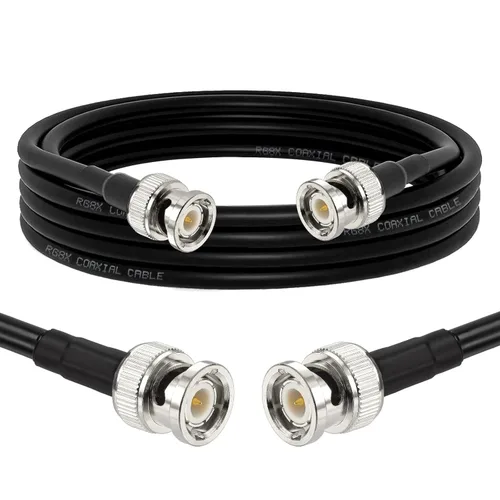 Superbat Cable BNC a BNC de 6 pies, cable coaxial RG8X de 50 ohmios con conductor de cobre puro, puente macho BNC resistente para radio