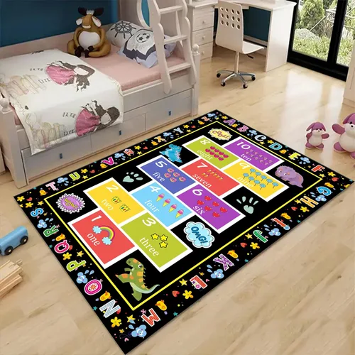 Miniatura 3 de Tapete educativo de 3 x 4 pies, tapete de aprendizaje ABC y 123 para niños pequeños con diseños de animales, alfombra antideslizante lavable