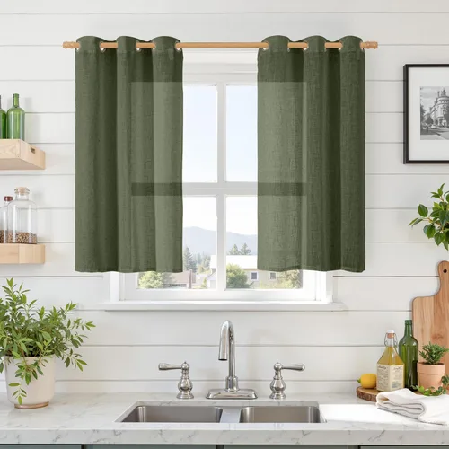 Miniatura 147 de LAMIT Cortinas de lino sintético para dormitorio, paneles filtrantes de luz, cortinas de lino con protección de privacidad con ojales para ventanas