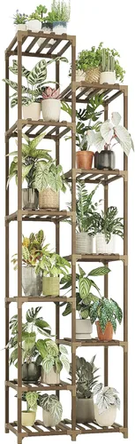 Miniatura 9 de Bamworld Soporte para plantas para interiores y exteriores, estante grande de metal de 11 niveles para plantas, soportes de flores de varios Negro