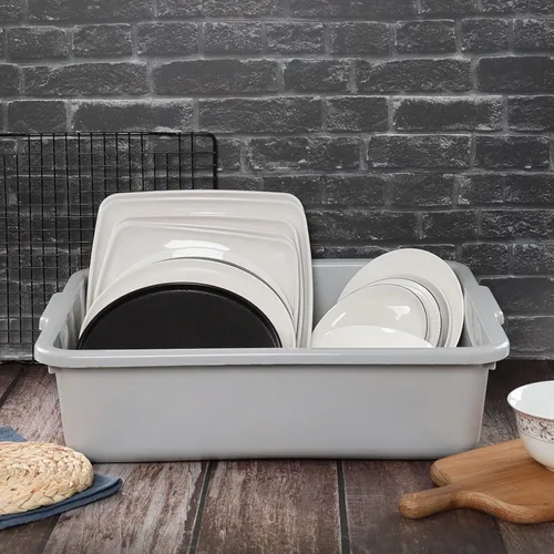 Miniatura 5 de Caja de bañera de autobús comercial de 13 L, paquete de 3 tinas para lavabo, color gris