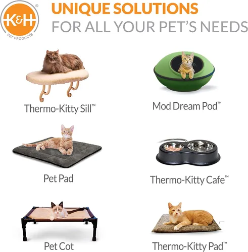 Miniatura 7 de K&H Pet Products Thermo-Kitty Bed Deluxe - Cama Calefactada de Lujo para Gatos Grandes - Cama Calefactada para Mascotas de Interior para Perros
