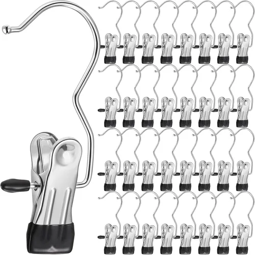 Miniatura 19 de 150 Piezas Ganchos Colgadores para Botas Clips Ganchos para Lavandería Colgadores de Acero Inoxidable Pinzas para Ropa Colgadores Portátiles