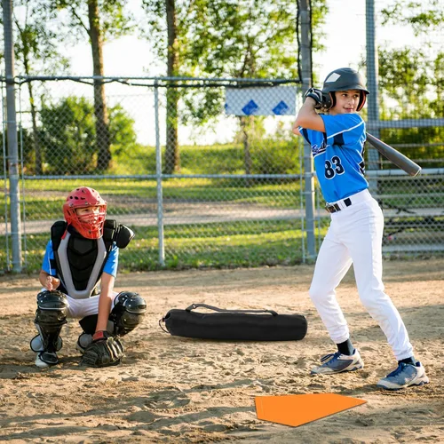 Miniatura 5 de Hiboom Juego de 5 bases de béisbol y sóftbol con bolsa de transporte portátil, 3 bases abatibles, 1 placa de inicio, 1 goma de lanzamiento