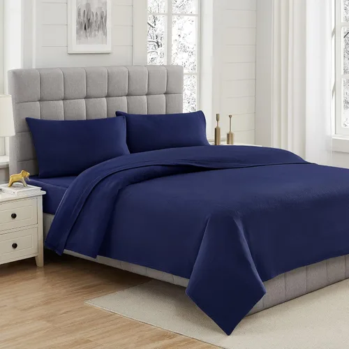 Miniatura 99 de Viviland Juego de sábanas de microforro polar tamaño matrimonial, sábanas ajustadas tipo franela para Navidad con bolsillo de 15" de profundidad