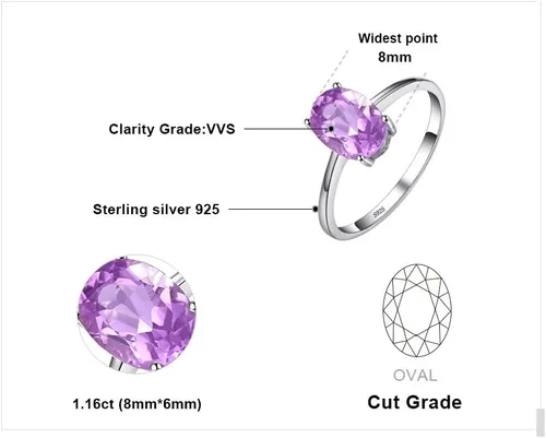 Miniatura 2 de JewelryPalace Anillos de compromiso solitarios de plata de ley 925 chapados en oro de 14 quilates con piedra natal de topacio azul citrino y piedras