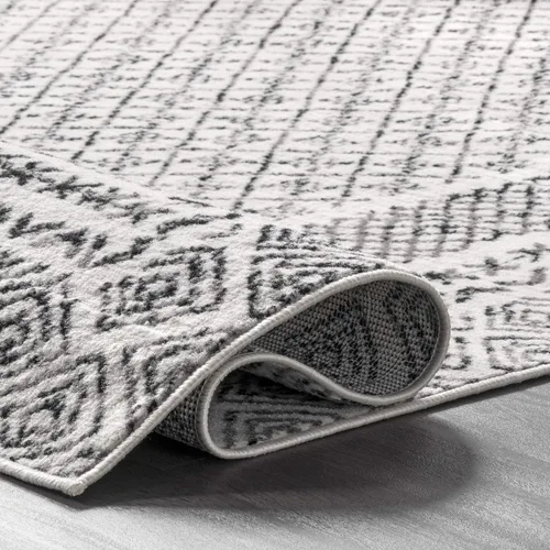 Miniatura 6 de nuLOOM Arabella Alfombra contemporánea con bordes, 4 x 6 pies, gris claro Arabella Gris Claro