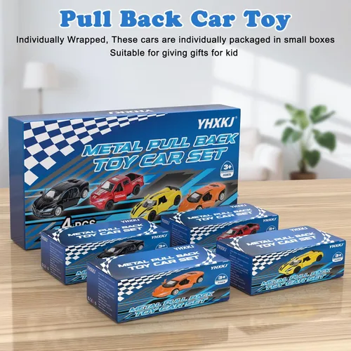 Miniatura 4 de Paquete de 4 autos de juguete, 1/36 de metal fundido a presión con puertas abiertas, juego de autos de juguete para niños de 3, 4, 5, 6, 7, 8, 9