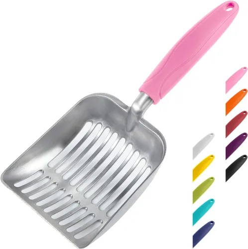 Miniatura 17 de WePet Cuchara de arena para gatos, tamiz de aleación de aluminio, pala de metal profunda, mango largo, tamizado de excrementos, levantador de heces