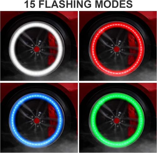 Miniatura 6 de 12 piezas de luces de neumáticos de automóvil, válvula de rueda, luces de tapa de lámpara de techo, luces LED solares para neumáticos, luces