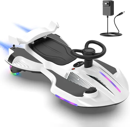 Miniatura 11 de Coche eléctrico de 12V con pedal para niños que se menea, juguete recargable 2 en 1 de coche oscilante, coche de derrape diabólico con respaldos