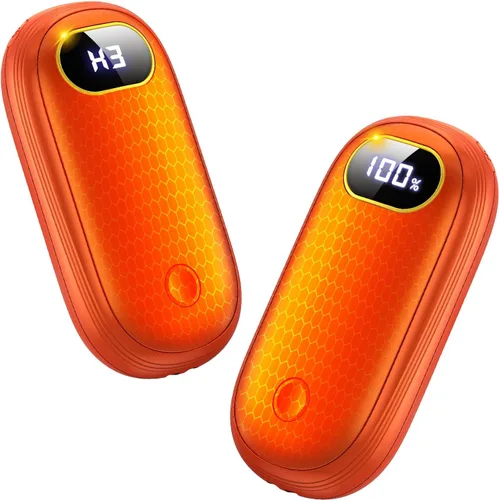 Miniatura 9 de Calentadores de manos eléctricos recargables con banco de energía, pantalla LED, 17 horas de calidez, calentador de bolsillo portátil de doble cara
