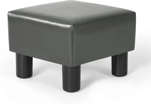 Miniatura 10 de Joveco Taburete pequeño otomano, reposapiés cuadrado de piel sintética con patas antideslizantes, reposapiés para sofá, asiento adicional para sala
