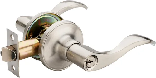 1 Paquete de Cerradura de Puerta de Entrada con Llave HENYIN Wave Lever/Pomo de Puerta Herrajes Manija y Juego de Cerradura de Armario, Color
