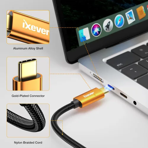 Miniatura 3 de Cable USB C a HDMI de 6.6 pies [4K a 60 Hz], cable USB tipo C macho a HDMI macho trenzado compatible con Thunderbolt 3/4 para MacBook Pro/Air, iPad