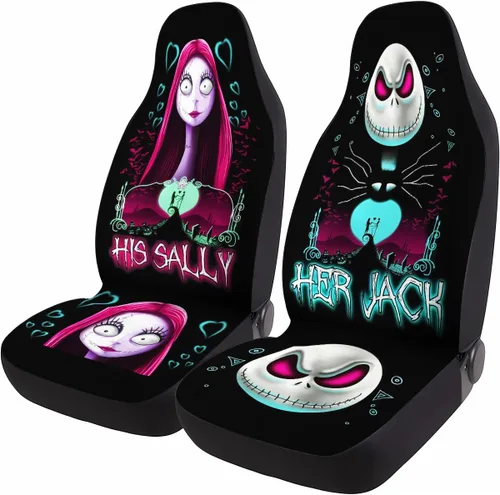 Miniatura 2 de GENANY Horror Nightmare Skellington - 2 fundas de asiento delantero para automóvil, camión, SUV, regalos de Navidad, funda de asiento de cubo