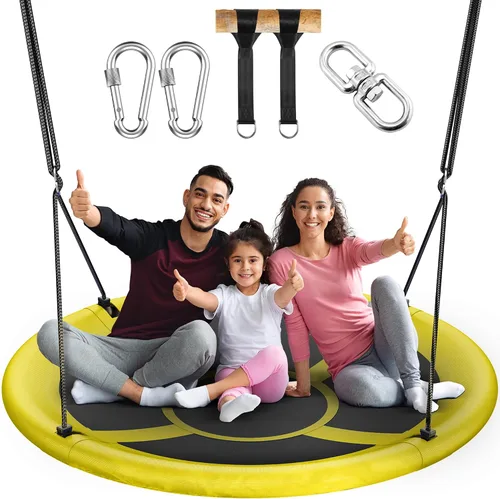 Miniatura 8 de Everyfun Columpio de Árbol Tipo Platillo Volador de 43" para Niños y Adultos, Capacidad de Peso de 700 libras, Columpio Platillo Volador Impermeable