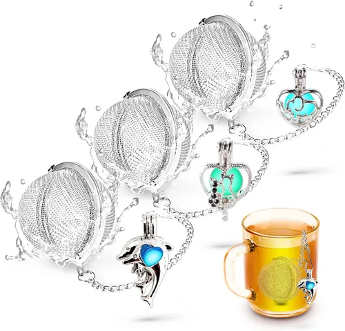 3 infusor de té TeaSanavie Loose Tea Steeper de acero inoxidable de malla fina bola de té de hojas sueltas Infusores de té que brillan en la